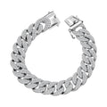 Epic Deal Moissanite Curb Chain Mens Bracelet in Rhodium Over Sterling Silver (6.50 In) 9.10 ctw - Sticky add to cart bar