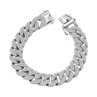 Epic Deal Moissanite Curb Chain Mens Bracelet in Rhodium Over Sterling Silver (6.50 In) 9.10 ctw