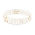 White Freshwater Pearls with Rose Quartz 7.00 ctw Beads Memory Wire Bracelet (7 In) - Sticky add to cart bar