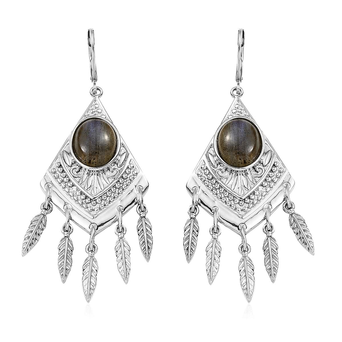 EverTrue Malagasy Labradorite 9.65 ctw Earrings in Stainless Steel