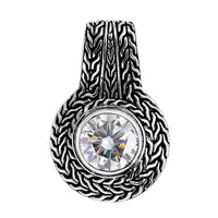 Doorbuster Bali Legacy Moissanite (Rnd 10mm) Borobudur Texture Pendant in Sterling Silver 3.50 ctw