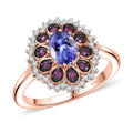 D’Joy Tanzanite and Multi Sapphire 1.35 ctw Lily Flower Ring in 18K Vermeil Rose Gold Over Sterling Silver (Size 10.0) - Sticky add to cart bar