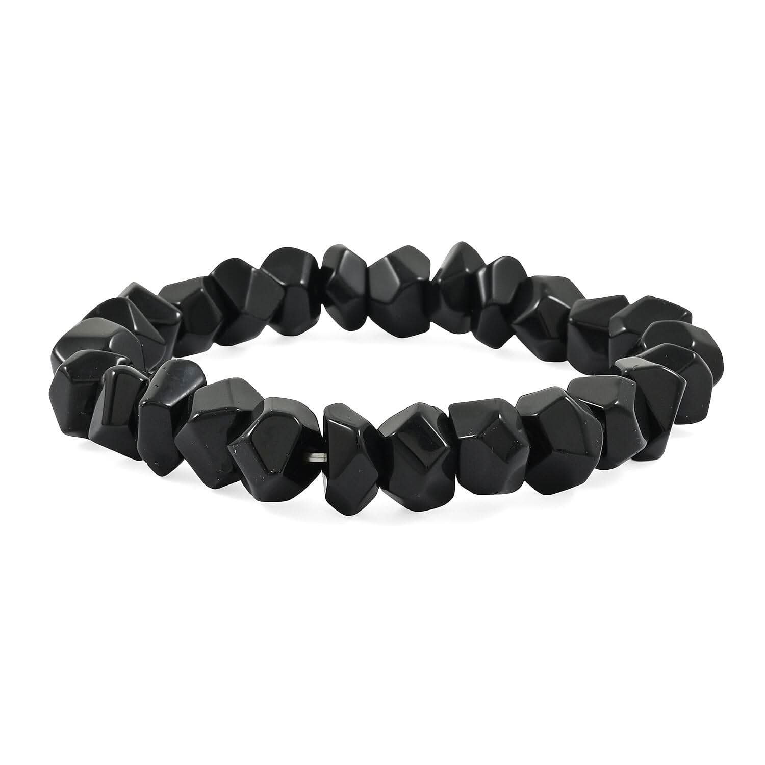 Faceted Freeform Blackstone 146.75 ctw Stretch Bracelet (6-7In)