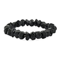 Faceted Freeform Blackstone 146.75 ctw Stretch Bracelet (6-7In)