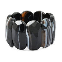 Faceted Oval Brazilian Black Agate 602.65 ctw Stretch Bracelet