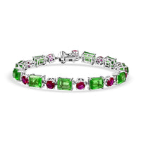 Ever True Chartreuse Quartz (Triplet) and Lab Created Ruby 26.25 ctw Vine Bracelet in Platinum Bon (7.25 In) (Del. in 10-12 Days)