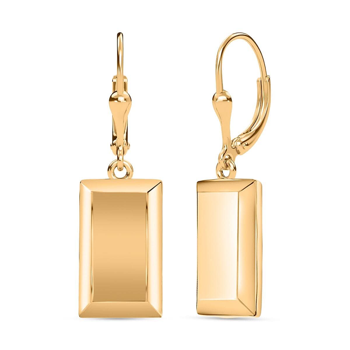 18K Vermeil Yellow Gold Over Sterling Silver Bar Earrings 3.30 Grams