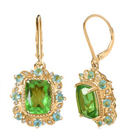 EverTrue Chartreuse Quartz (Triplet) and Multi Gemstone 8.50 ctw Rainforest Radiance Earrings in 18K YG Plated