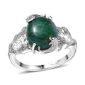 D'Joy Chrysocolla 6.15 ctw Dolphin Wave Ring in Platinum Over Sterling Silver (Size 10.0) - Sticky add to cart bar