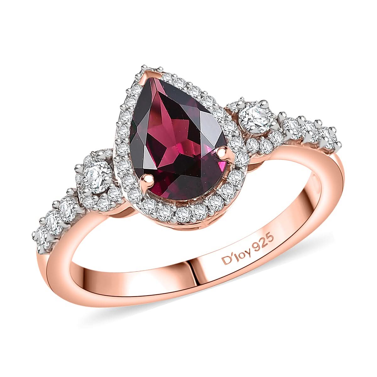 Epic Deal D’Joy AAA Radiant Ember Garnet, Moissanite Ring in 18K Vermeil RG Over Sterling Silver (Size 10.0) 2.00 ctw