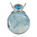 Sajen Silver Golden Dream Paraiba Window Drusy Quartz and Rainbow Paraiba Doublet Quartz 113.60 ctw Pendant without Chain in Rhodium Over Sterling Silver - Sticky add to cart bar