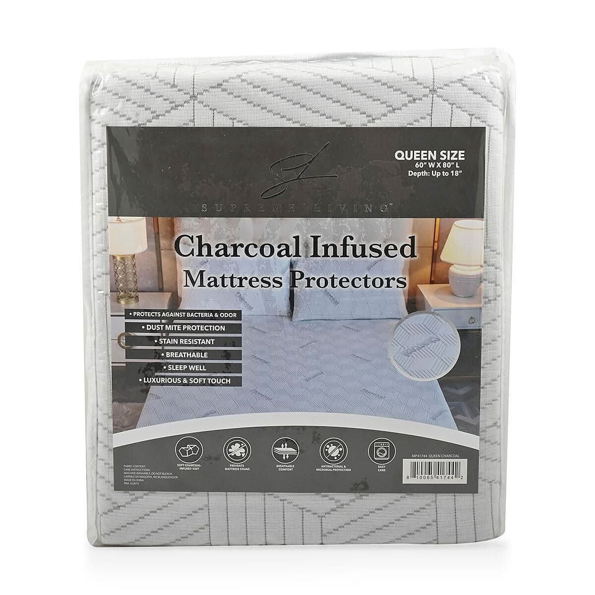 Supreme Living Charcoal Infused Mattress Protector -Queen