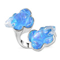 Sajen Silver Blue Opal Doublet Quartz Carved Frog Ring in Rhodium Over Sterling Silver (Size 10.0) 12.15 ctw - Sticky add to cart bar