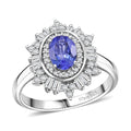 D’Joy Tanzanite, Moissanite Ring in Rhodium Over Sterling Silver (Size 10.0) 1.40 ctw - Sticky add to cart bar