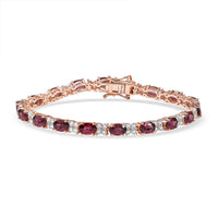 D’Joy Premium Tanzanian Wine Garnet, White Zircon Bracelet in 18K Vermeil RG Over Sterling Silver (6.50 In) 11.55 ctw