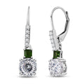 D’Joy 120 Facet Moissanite and Chrome Diopside 3.10 ctw Lever Back Earrings in Rhodium Over Sterling Silver - Sticky add to cart bar