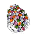D'Joy Multi Gemstone 7.65 ctw Blooming Garden Ring in Platinum Over Sterling Silver (Size 10.0) - Sticky add to cart bar