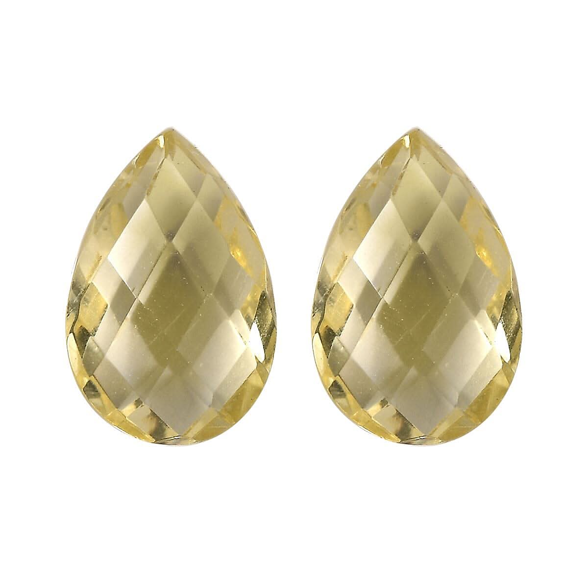 Lemon Quartz Set of 2 (Pear 9x6 mm) 2.45 ctw Loose Gemstone