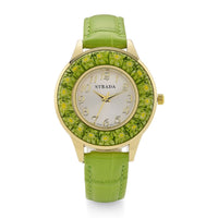 Strada Multi Color Murano Style Japanese Movement Watch with Black Leather Strap (37mm)