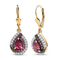D'Joy Tanzanian Wine Garnet and White Zircon 1.90 ctw Blushing Teardrop Earrings in 18K Vermeil YG Over Sterling Silver - Sticky add to cart bar