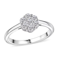 Luxuriant Lab Grown Diamond Floral Cluster Ring in Sterling Silver