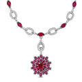 D'Joy Niassa Ruby (FF) and Moissanite 30.50 ctw Crimson Radiance Necklace 18 Inches in Rhodium Over Sterling Silver - Sticky add to cart bar