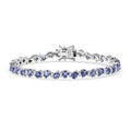 D’Joy Tanzanite and Moissanite 7.10 ctw Floral Vines Bracelet in Rhodium Over Sterling Silver (6.50 In) - Sticky add to cart bar