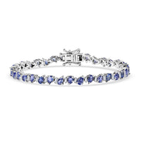 D’Joy Tanzanite and Moissanite 7.10 ctw Floral Vines Bracelet in Rhodium Over Sterling Silver (6.50 In)