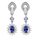 D'Joy Tanzanite and White Zircon 1.50 ctw Starburst Halo Earrings in Rhodium Over Sterling Silver - Sticky add to cart bar