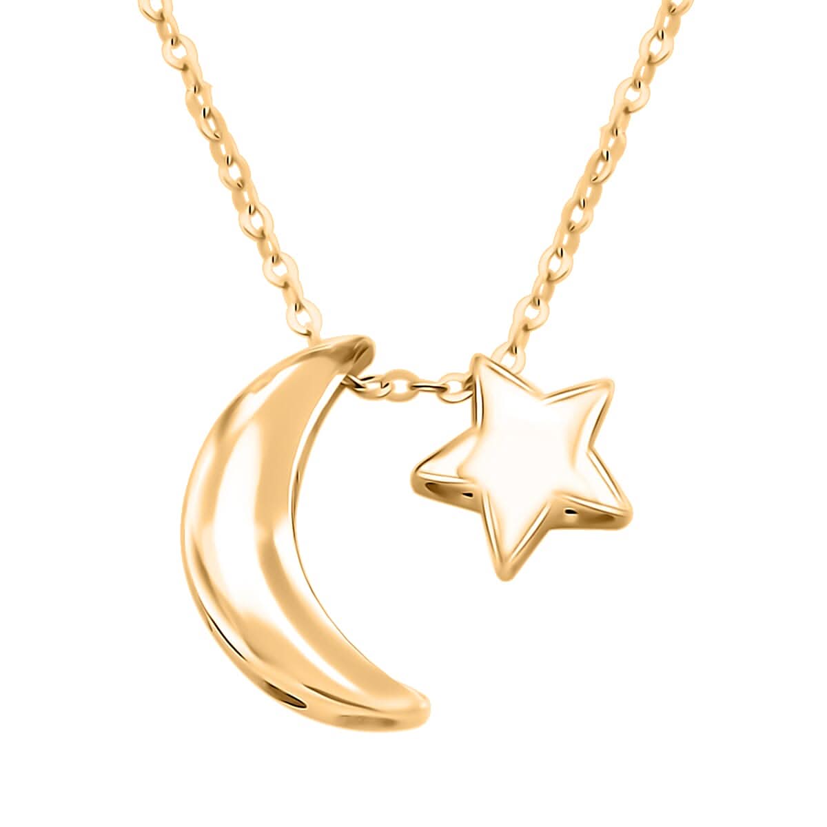 Italian 10K Yellow Gold Moon & Star Necklace 18-20 Inches 1.4 Grams