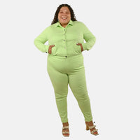 Comfort Oasis Paradise Green Knit Denim Jacket - XS