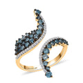 Luxuriant Lab Grown Blue Diamond (IR) and Lab Grown White Diamond SI 1.00 ctw Twilight Vine Ring in 18K Vermeil Yellow Gold Over Sterling Silver - Sticky add to cart bar