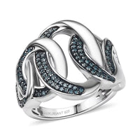 Luxuriant Lab Grown Blue Diamond (SI) Ring in Rhodium Over Sterling Silver (Size 10.0) 0.50 ctw