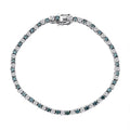 Luxuriant Lab Grown Blue Diamond (IR) and Lab Grown White Diamond SI 3.00 ctw Midnight Ice Bracelet in Rhodium Over Sterling Silver (6.50 In) - Sticky add to cart bar