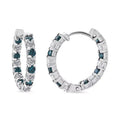Luxuriant Lab Grown Blue Diamond (IR) and Lab Grown White Diamond SI 1.85 ctw Midnight Ice Hoop Earrings in Rhodium Over Sterling Silver - Sticky add to cart bar