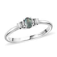 D'Joy Narsipatnam Alexandrite, White Zircon Ring in Rhodium Over Sterling Silver (Size 10.0) 0.40 ctw