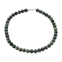 Green Point Jasper 375.00 ctw Beaded Necklace in Sterling Silver 18 Inches