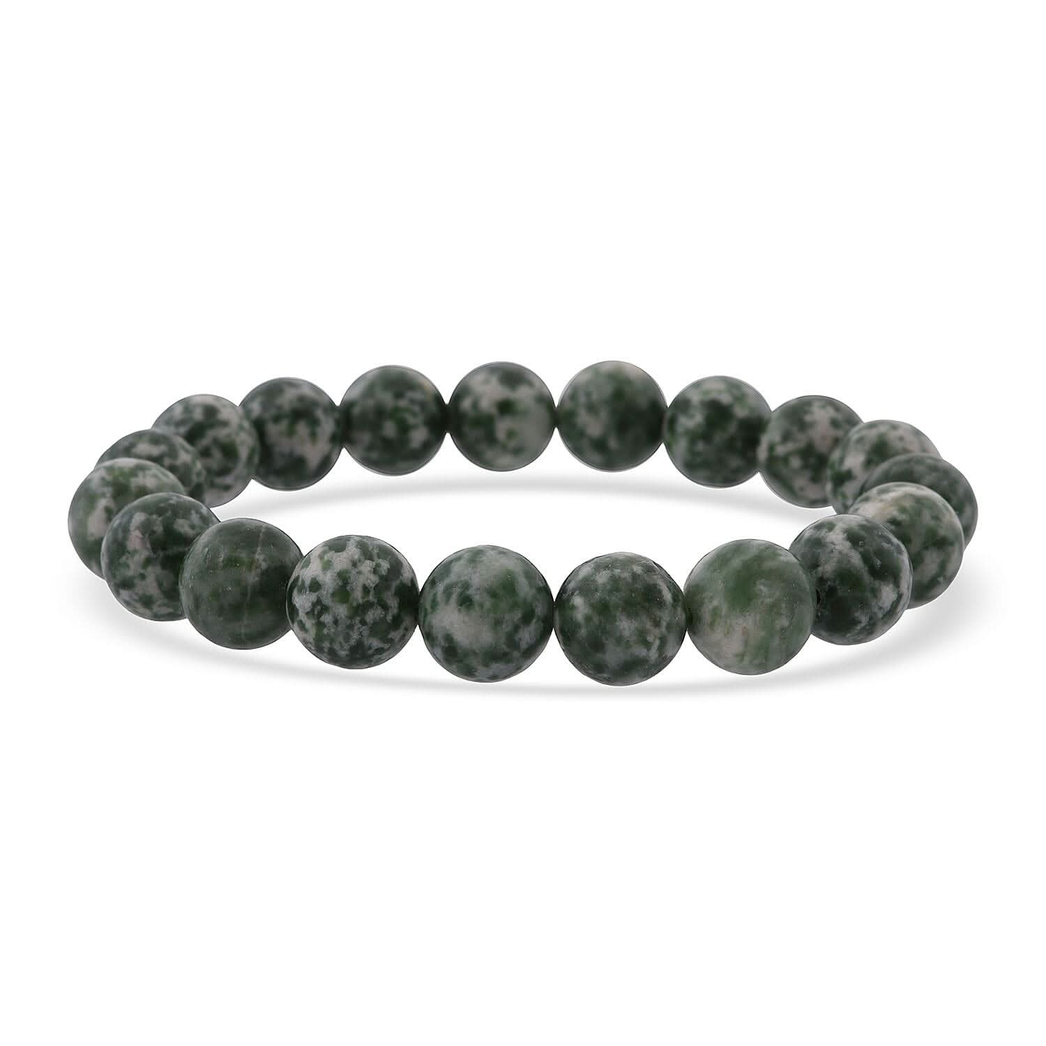 Green Point Jasper 160.00 ctw Beaded Stretch Bracelet