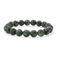 Green Point Jasper 160.00 ctw Beaded Stretch Bracelet