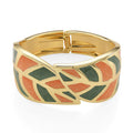 Multi Color Enameled Leaf Bangle Bracelet in Goldtone (7.25 In) - Sticky add to cart bar