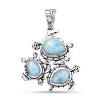 D'Joy Artisan Crafted Larimar 4.60 ctw Tide walkers Pendant without Chain in Sterling Silver