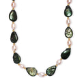 Green Pearl (D) and Freshwater Pearl Necklace in ION Plated YG Stainless Steel 18 Inches - Sticky add to cart bar