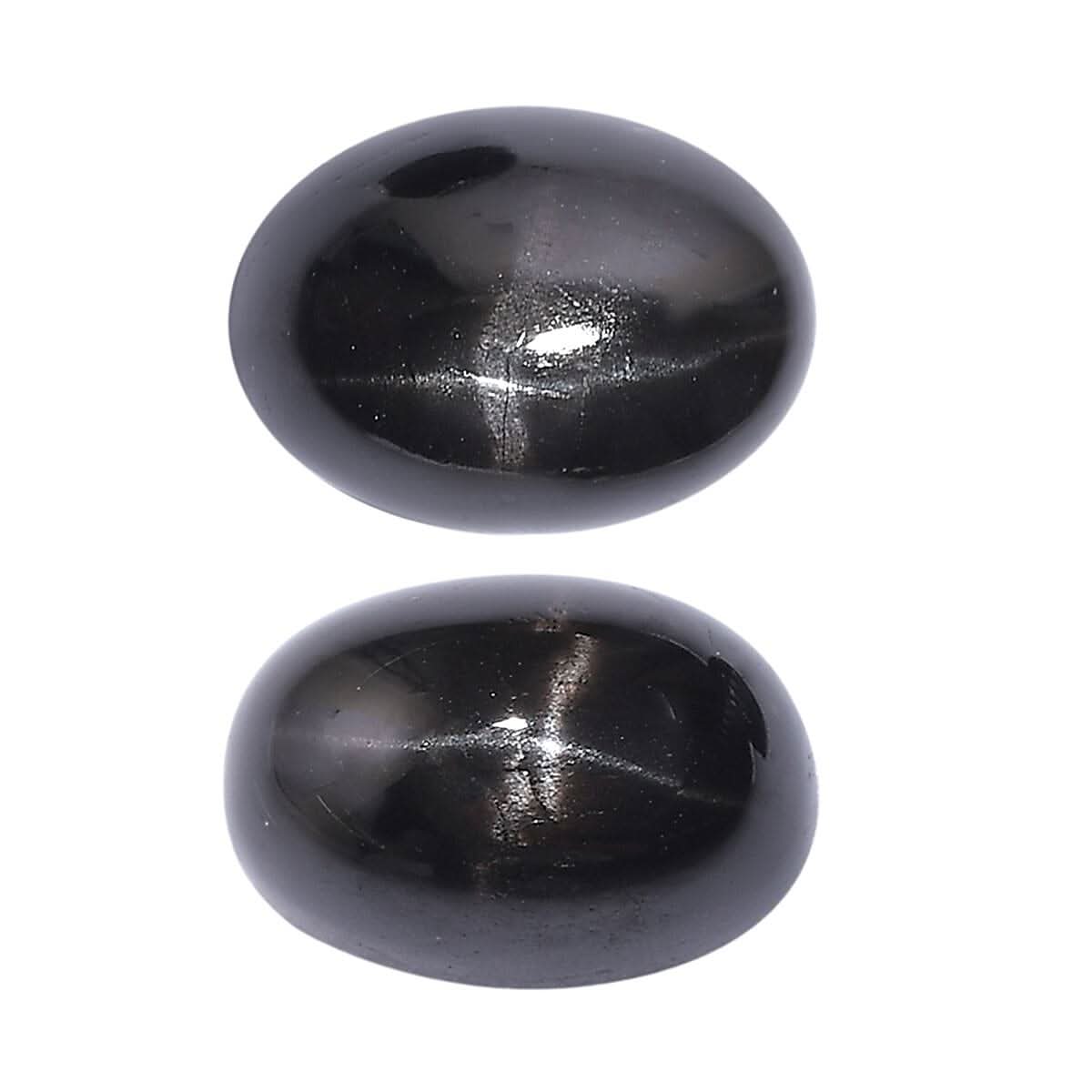 Black Star Diopside Set of 2 (Ovl 7x5 mm) 2.18 ctw Loose Gemstone