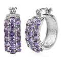 EverTrue Simulated Amethyst Color Diamond Hoop Earrings in Stainless Steel 7.15 ctw - Sticky add to cart bar