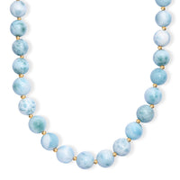 AAA Larimar 180.00 ctw Beaded Necklace in 18K Vermeil Yellow Gold Over Sterling Silver 18-20 Inches