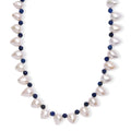 Freshwater Pearl and Lapis Lazuli 13.00 ctw Necklace in Rhodium Over Sterling Silver 18 Inches - Sticky add to cart bar