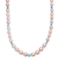 Pink Freshwater Pearl and Sleeping Beauty Turquoise 2.70 ctw Necklace in Rhodium Over Sterling Silver 18 Inches - Sticky add to cart bar