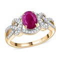 GP Premium Royal Ruby and G-H I2 Diamond 2.20 ctw Ring in 10K Yellow Gold (Size 10.0) - Sticky add to cart bar