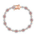 D'Joy Narsipatnam Pink Spinel, White Zircon Blush Fleur Bracelet in 18K Vermeil RG Over Sterling Silver (6.50 In) 5.25 ctw - Sticky add to cart bar