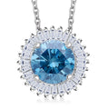 Luxuriant Lab Grown Blue and White Diamond SI 1.00 ctw Halo Majesty Pendant in Rhodium Over Sterling Silver - Sticky add to cart bar